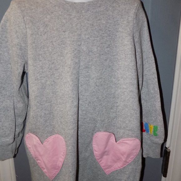 Hanna Andersson Gray LS Dress W/Heart Pockets - Picture 2 of 3
